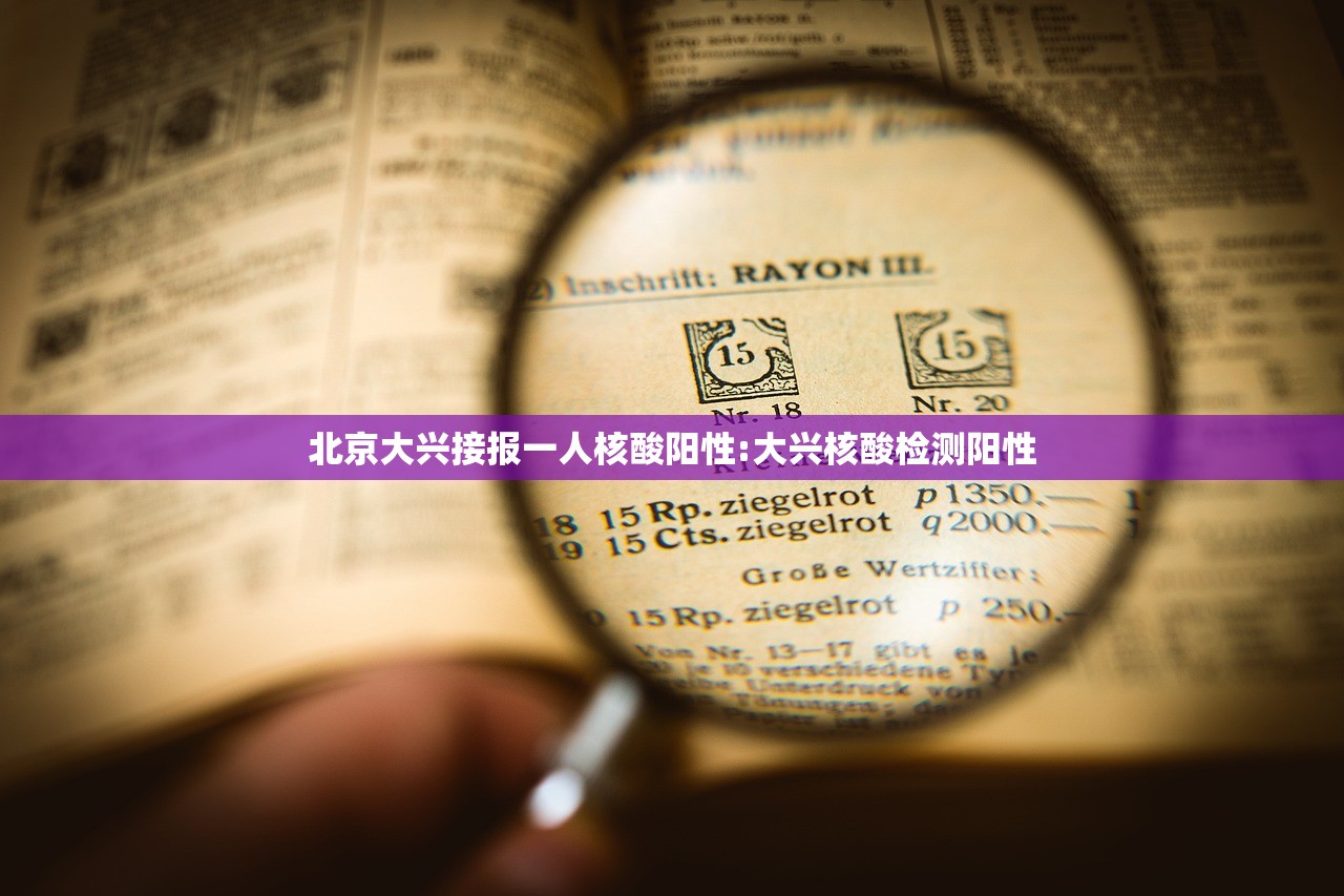 北京大兴接报一人核酸阳性:大兴核酸检测阳性